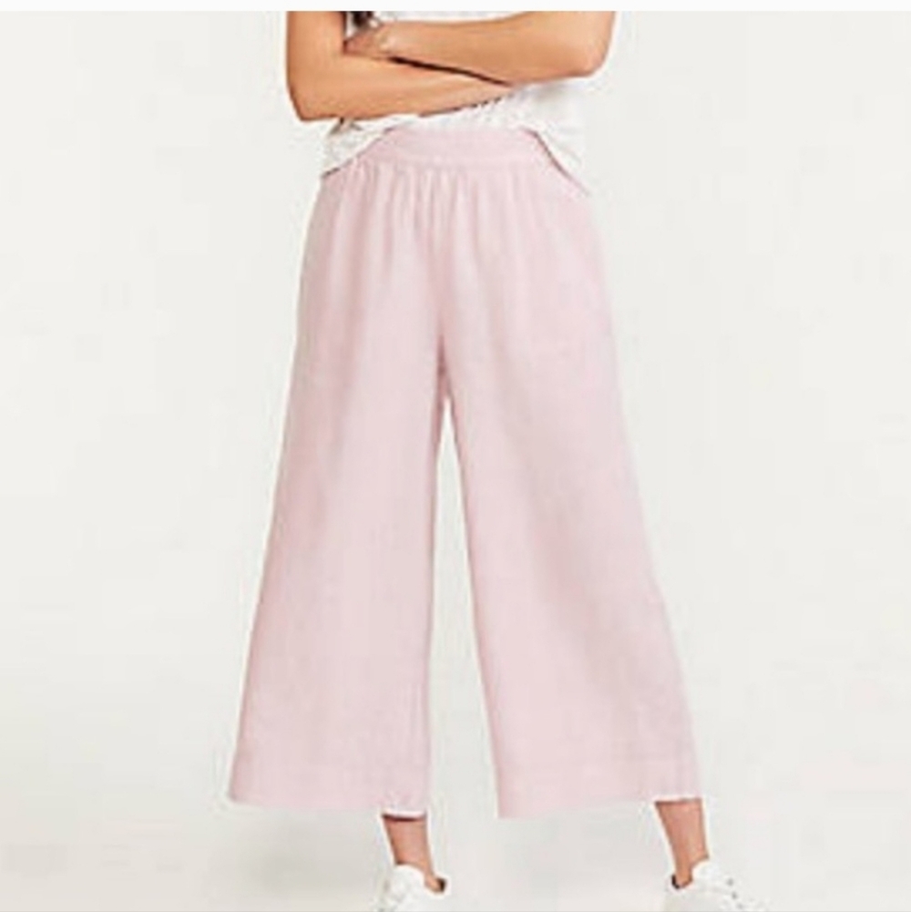 Lou & Grey Loft Soft Pink Wide-Leg Linen Pants